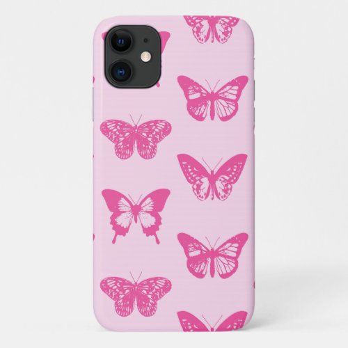 Butterfly sketch light pink and fuchsia iPhone 11 case