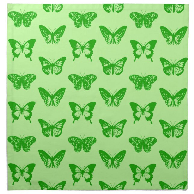 Butterfly Sketch, Lime and Emerald Green  Cloth Napkin (Front)