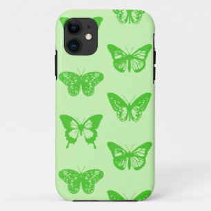 Butterfly sketch, lime green iPhone 11 case