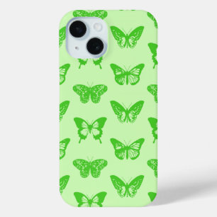 Butterfly sketch, lime green iPhone 15 case
