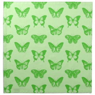 Butterfly sketch, lime green cloth napkin