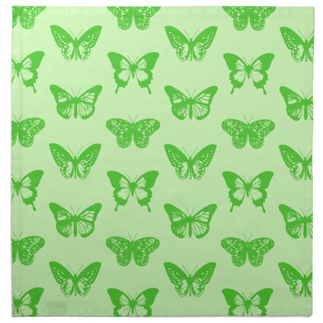 Butterfly sketch,  lime green cloth napkin (Front)