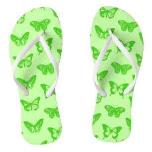 Butterfly sketch, lime green flip flops