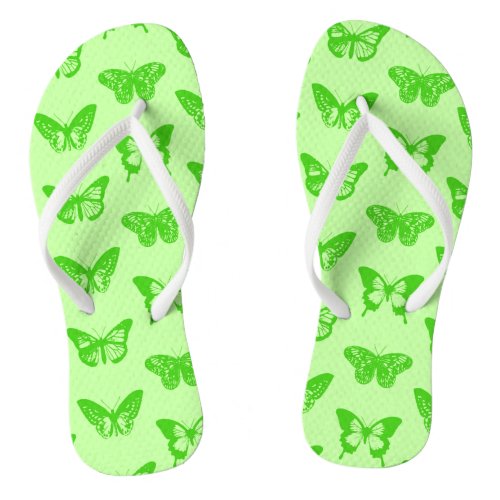 Butterfly sketch  lime green flip flops