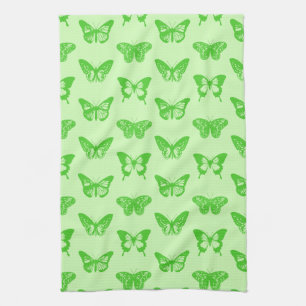 Butterfly sketch,  lime green kitchen towel