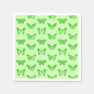 Butterfly sketch, lime green paper napkins