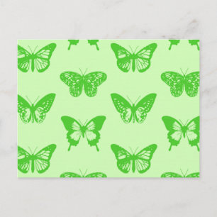 Butterfly sketch, lime green postcard