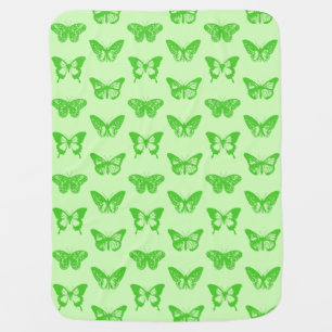 Butterfly sketch, lime green swaddle blanket