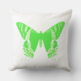 Butterfly sketch, lime green throw pillow