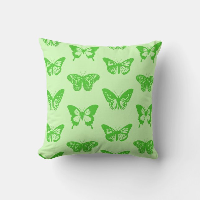 Butterfly sketch, lime green throw pillow (Front)