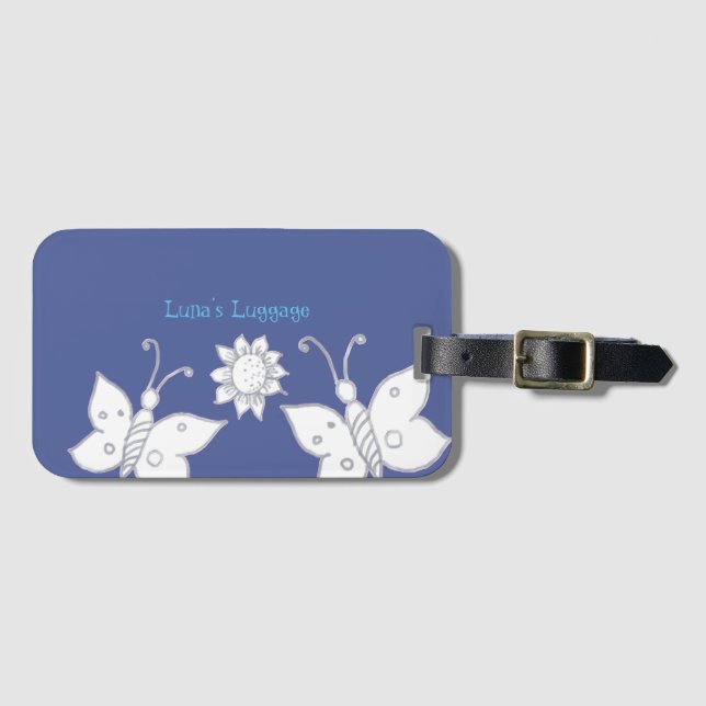Butterfly Sketch Luggage Tag (Front Horizontal)