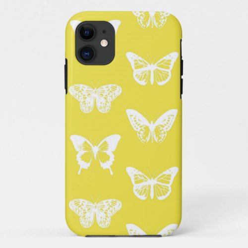 Butterfly sketch mustard gold and white iPhone 11 case