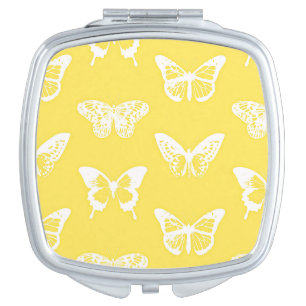 Butterfly sketch, mustard gold and white makeup mirror