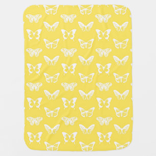 Butterfly sketch, mustard gold and white swaddle blanket