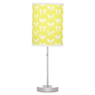 Butterfly sketch, mustard gold and white table lamp