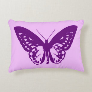 Butterfly sketch, orchid & amethyst purple decorative pillow