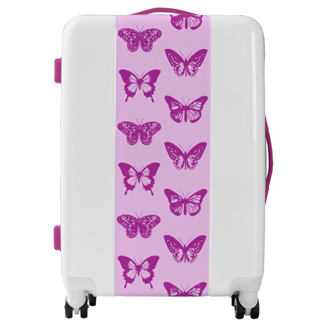 Butterfly sketch, orchid & amethyst purple luggage (Front)