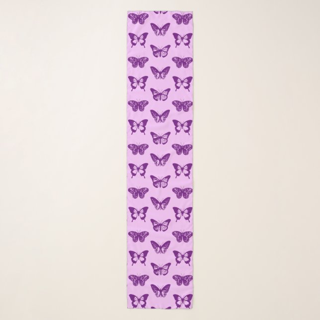 Butterfly sketch, orchid & amethyst purple scarf (Front)