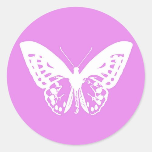 Butterfly sketch orchid and white classic round sticker