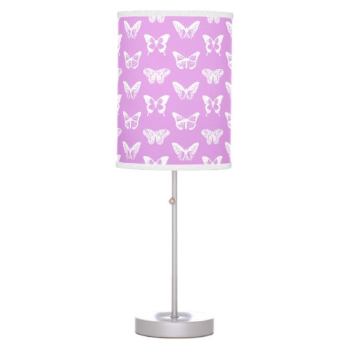 Butterfly sketch orchid and white table lamp