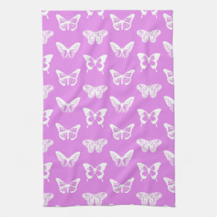 Butterfly sketch, orchid and white towel