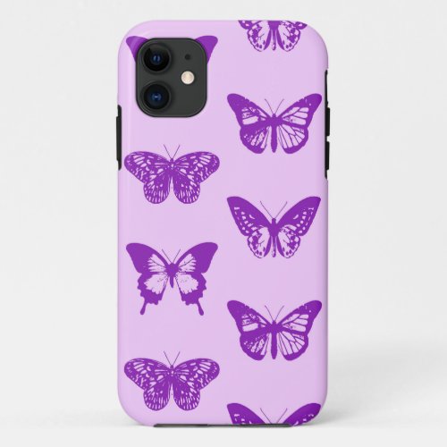 Butterfly sketch orchid pink and violet iPhone 11 case