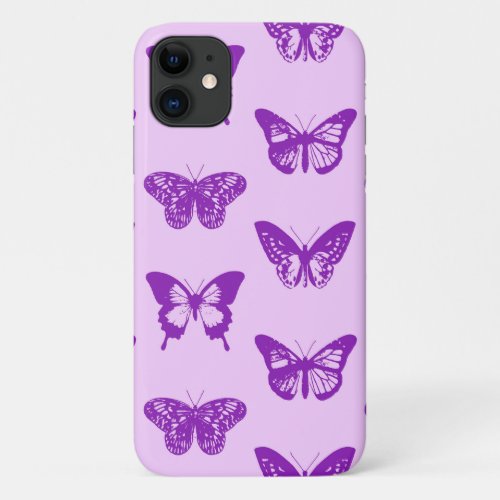 Butterfly sketch orchid pink and violet iPhone 11 case