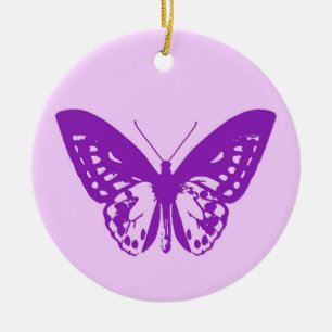 Butterfly sketch, orchid pink and violet ceramic ornament