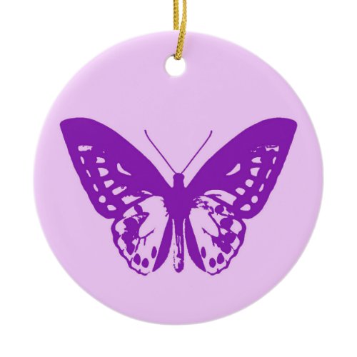 Butterfly sketch, orchid pink and violet ceramic ornament