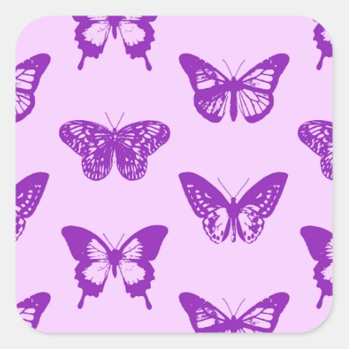 Butterfly sketch orchid pink and violet square sticker