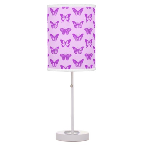 Butterfly sketch orchid pink and violet table lamp