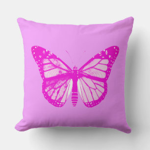 Butterfly sketch, orchid pink throw pillow