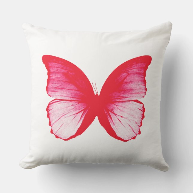 Butterfly sketch, rose red throw pillow (Front)