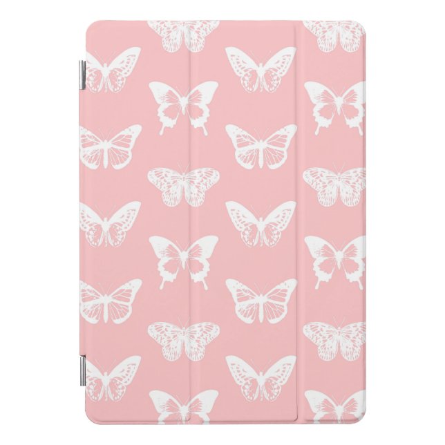 Butterfly sketch, shell pink and white iPad pro cover (Front)