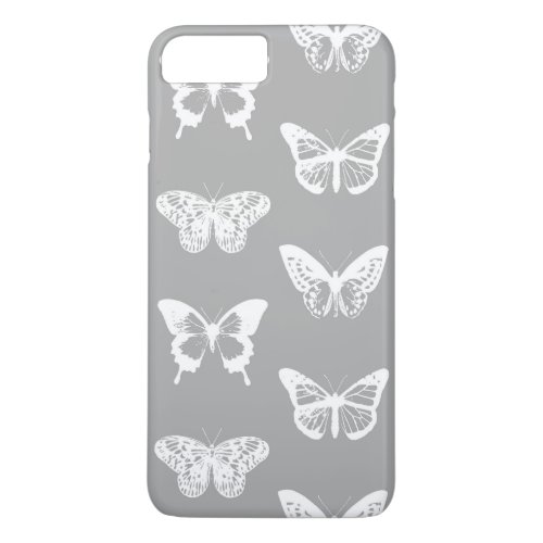 Butterfly sketch silver grey and white iPhone 8 plus7 plus case