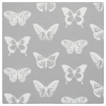 Butterfly sketch, silver grey and white fabric