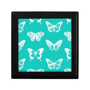 Butterfly sketch, turquoise and white gift box