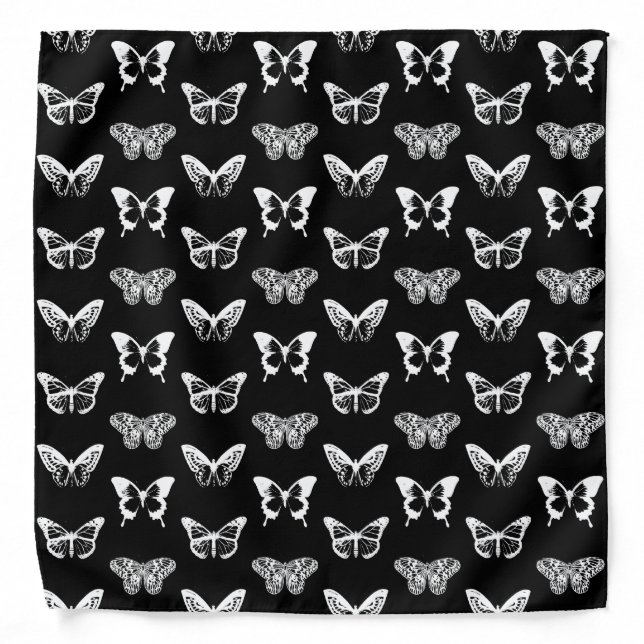 Butterfly sketch, white and black bandana (Front)