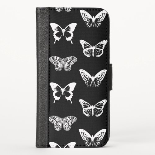 Butterfly sketch white and black iPhone wallet ca