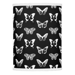 Butterfly sketch, white and black lamp shade