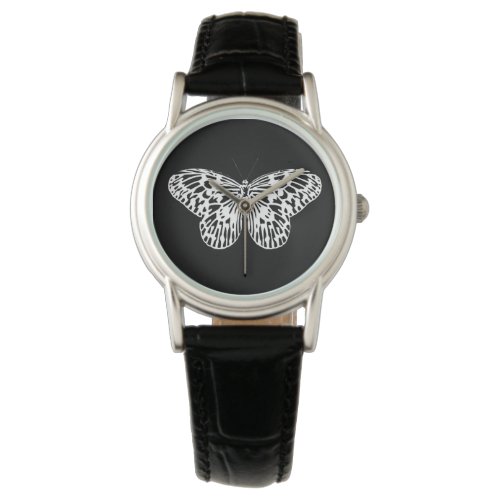 Butterfly sketch white and black watch