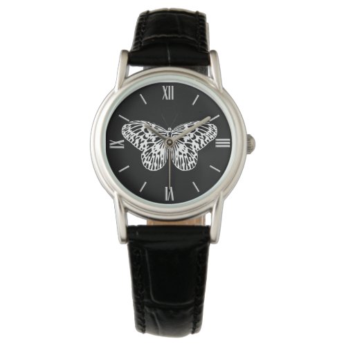 Butterfly sketch white and black watch