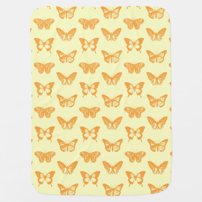 Butterfly sketch, yellow and orange baby blanket (Front)