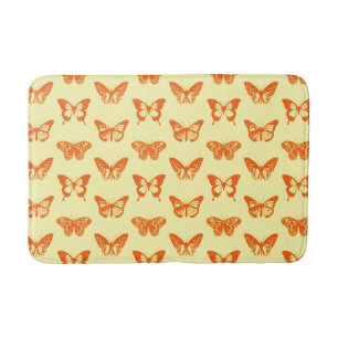 Butterfly sketch, yellow and orange bathroom mat