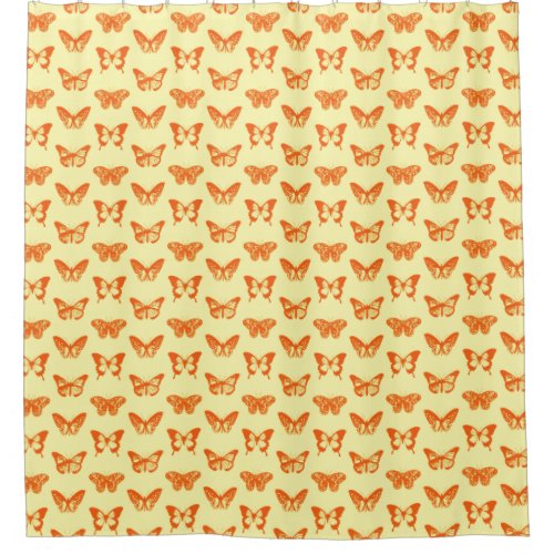 Butterfly sketch yellow and orange shower curtain
