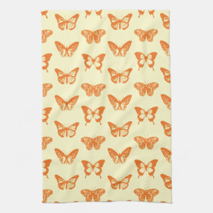 Butterfly sketch, yellow and orange towel