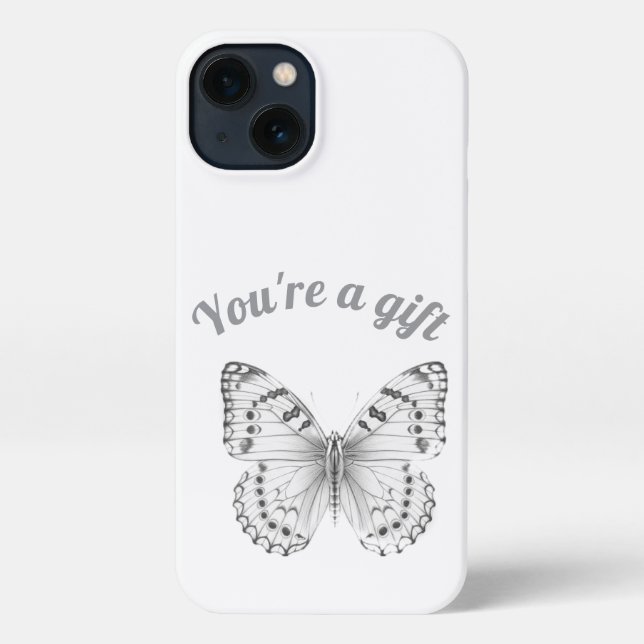 Butterfly Sketch You're a Gift iPhone Case (Back)