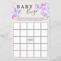 Butterfly Skies Butterfly Baby Shower Bingo Game