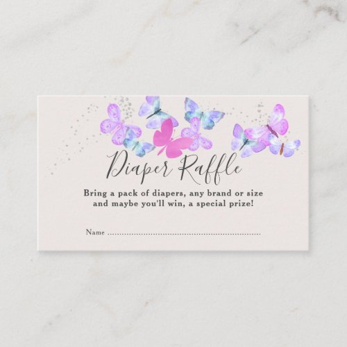 Butterfly Skies Pink Butterflies Diaper Raffle Enclosure Card