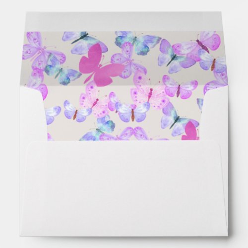 Butterfly Skies Pink Lilac Watercolor Butterflies Envelope